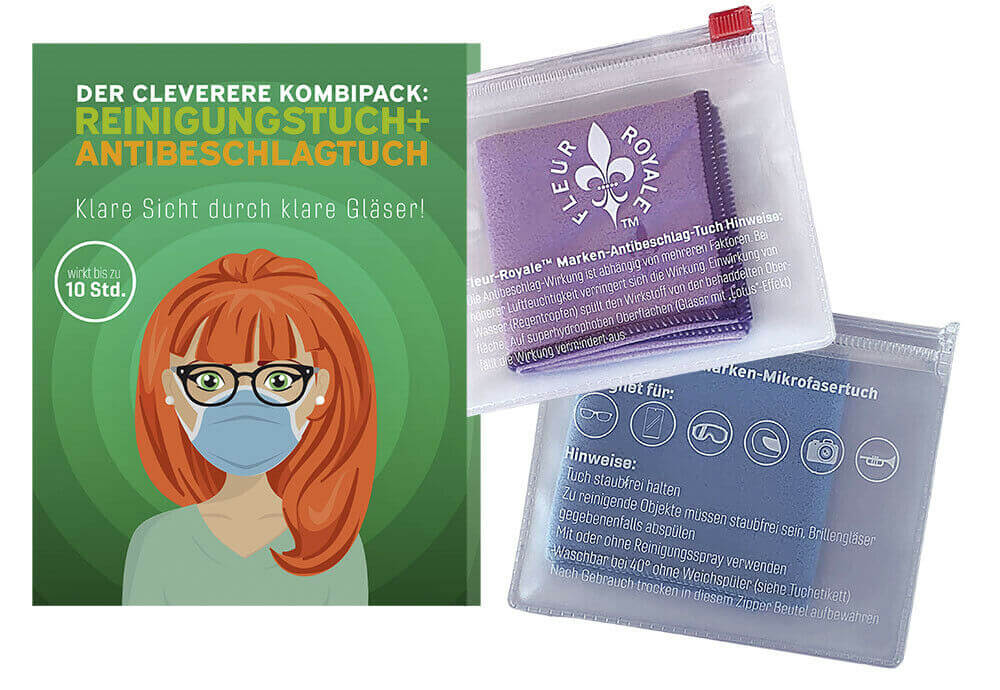 Antibeschlagtuch Antifog Tuch + 1x Brillenputztuch für bis zu 200 Anwendungen